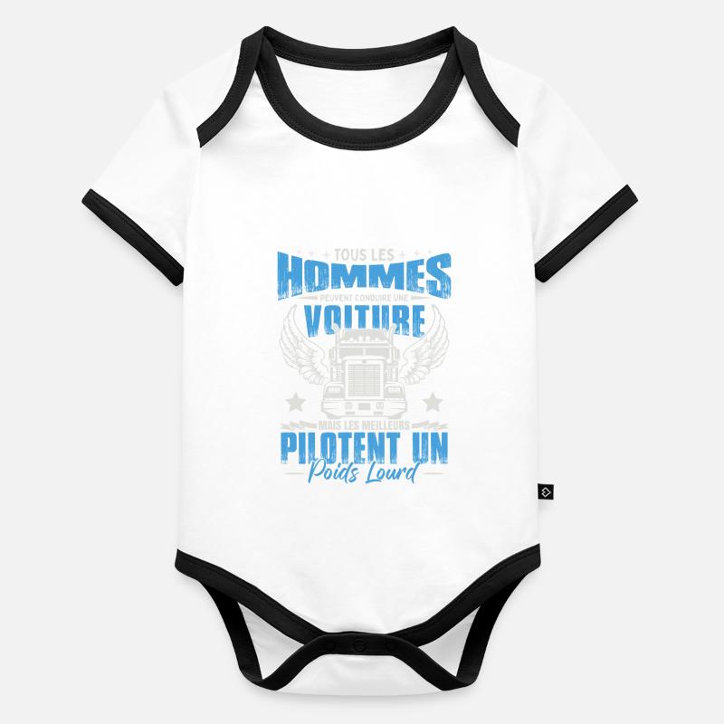 Poids Lourd Body Bébé bio contrasté manches courtes