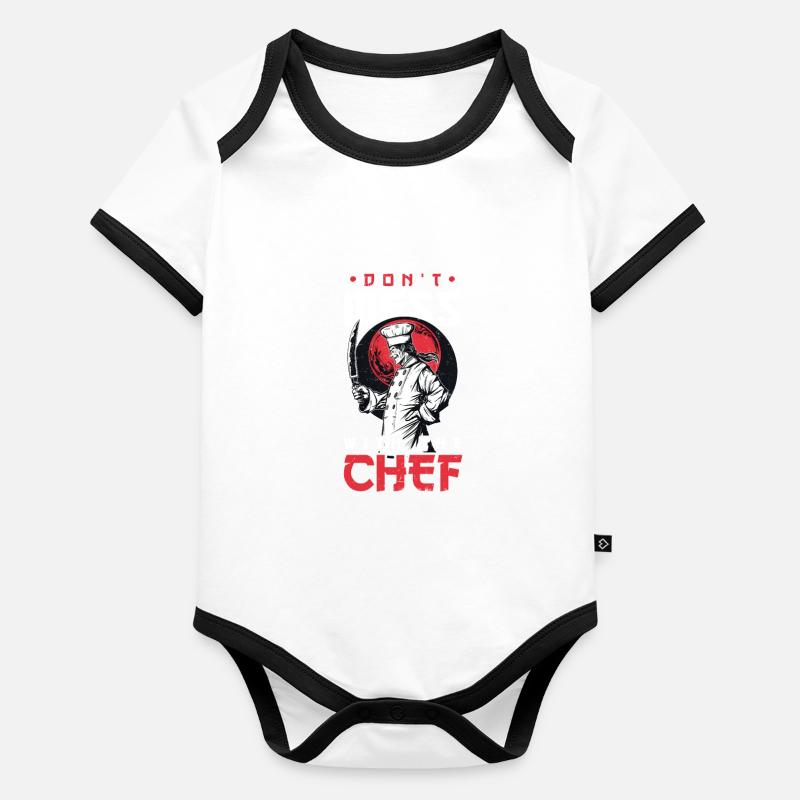 Chef Knife Ne plaisante pas avec Chef Body Bébé bio contrasté manches courtes
