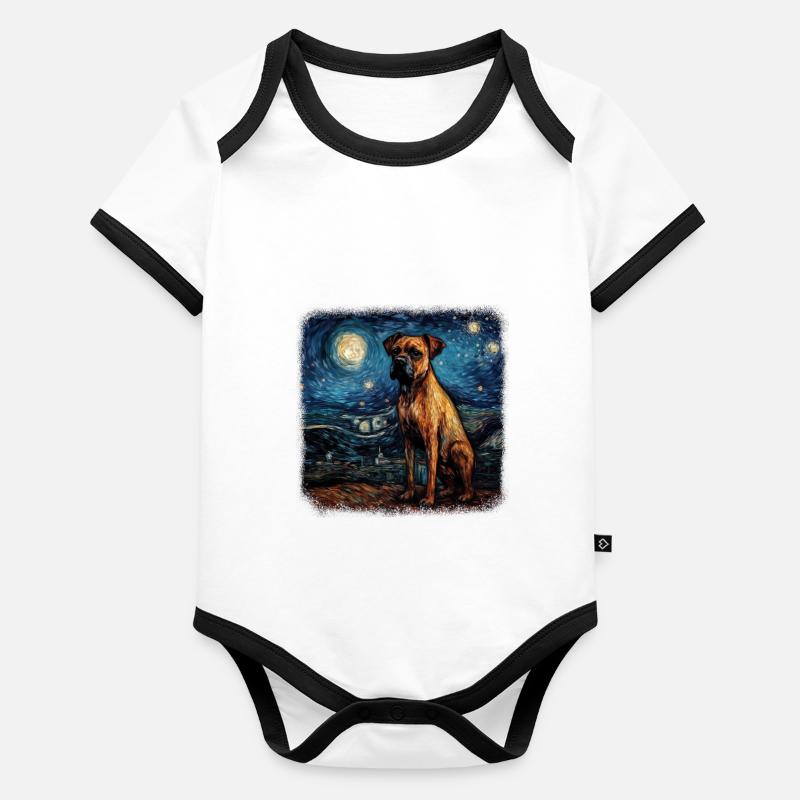 Boxer Van gogh starry night Organic Baby Contrasting Bodysuit