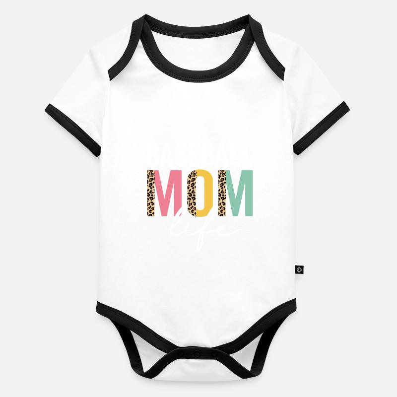 Baseball Mama Leben Leopard Gepard Lustig Baseball Baby Bio-Kurzarm-Kontrastbody