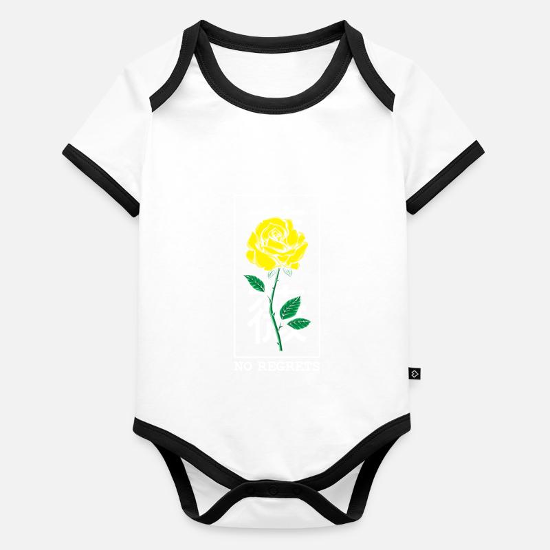 No Regrets Rose Backprint Body Bébé bio contrasté manches courtes