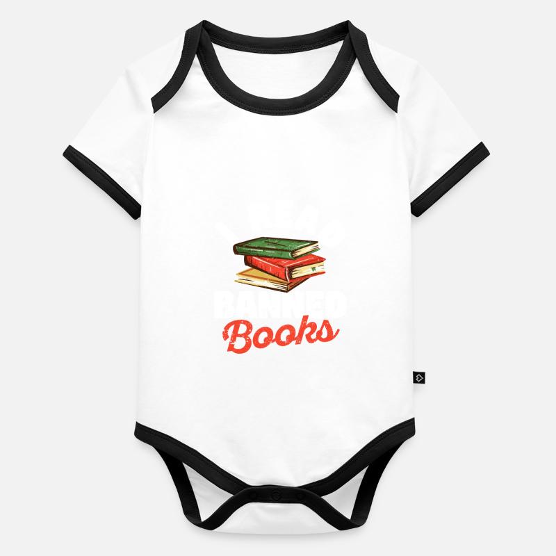 Ich lese verbotene Bücher Lustiges Buch Bücherwurm Baby Bio-Kurzarm-Kontrastbody