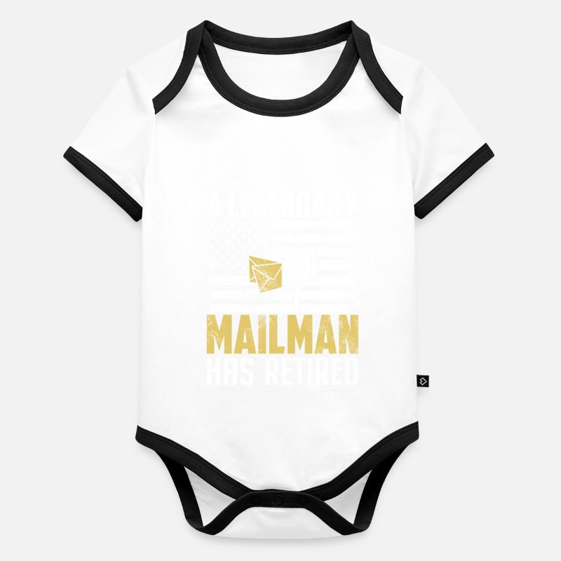 Retired Mailman Funny Postal Worker Post Office Organic Baby Contrasting Bodysuit