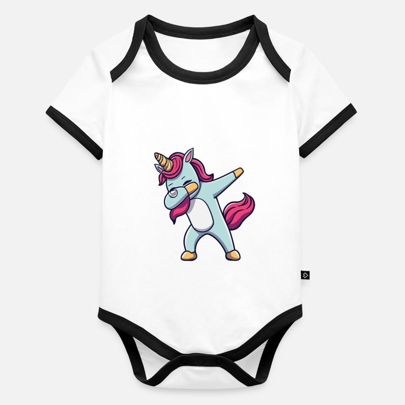 Dab Dabbing Licorne Dabbing Danse de la licorne Body Bébé bio contrasté manches courtes