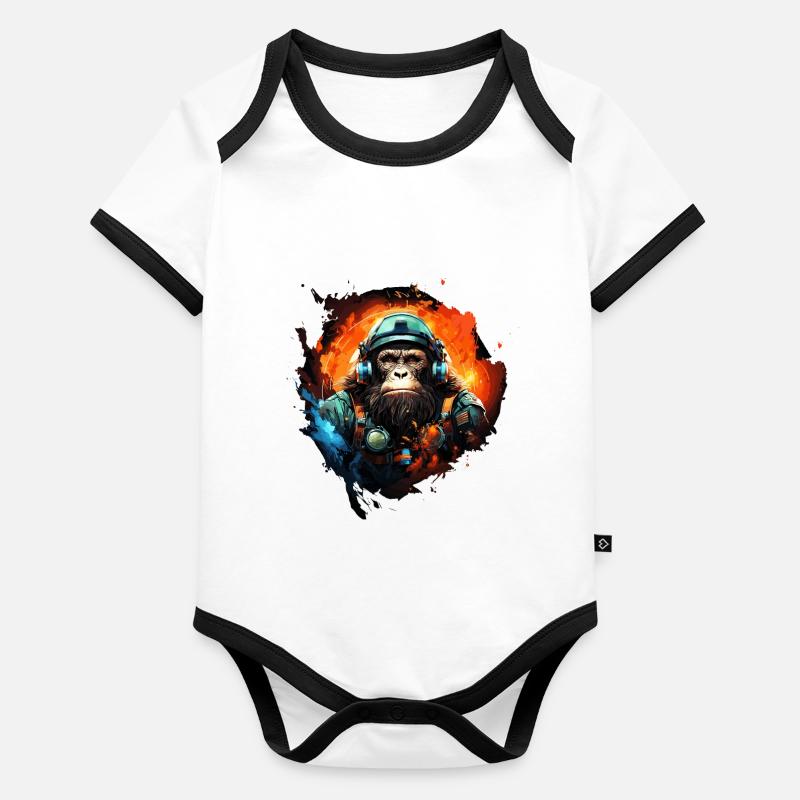 Cool Ape Graphics Space Astronaut Ape Body Bébé bio contrasté manches courtes