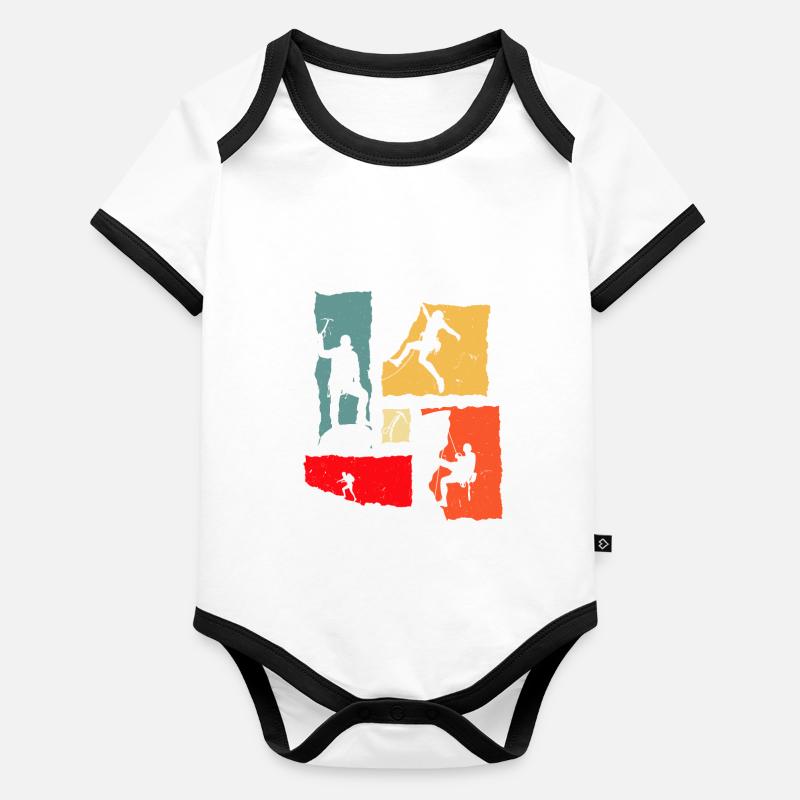 Kletterer Retro Baby Bio-Kurzarm-Kontrastbody