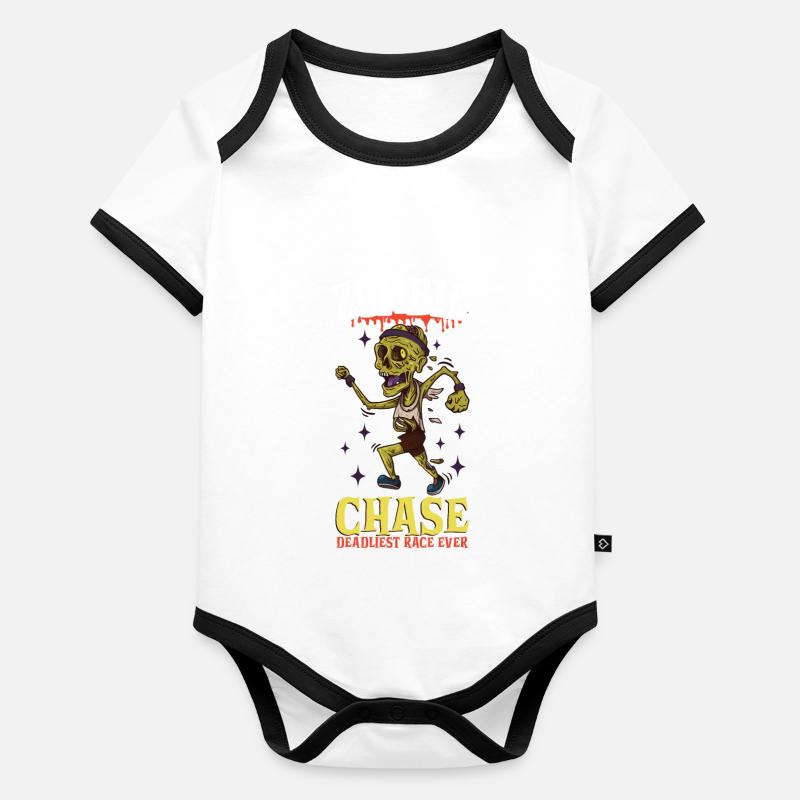 Lustiger Horror Zombie Marathon Jogging Läufer Baby Bio-Kurzarm-Kontrastbody