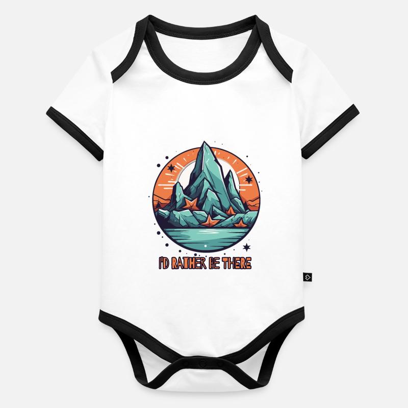 I'd rather be there, mountain lake and stars Organic Baby Contrasting Bodysuit