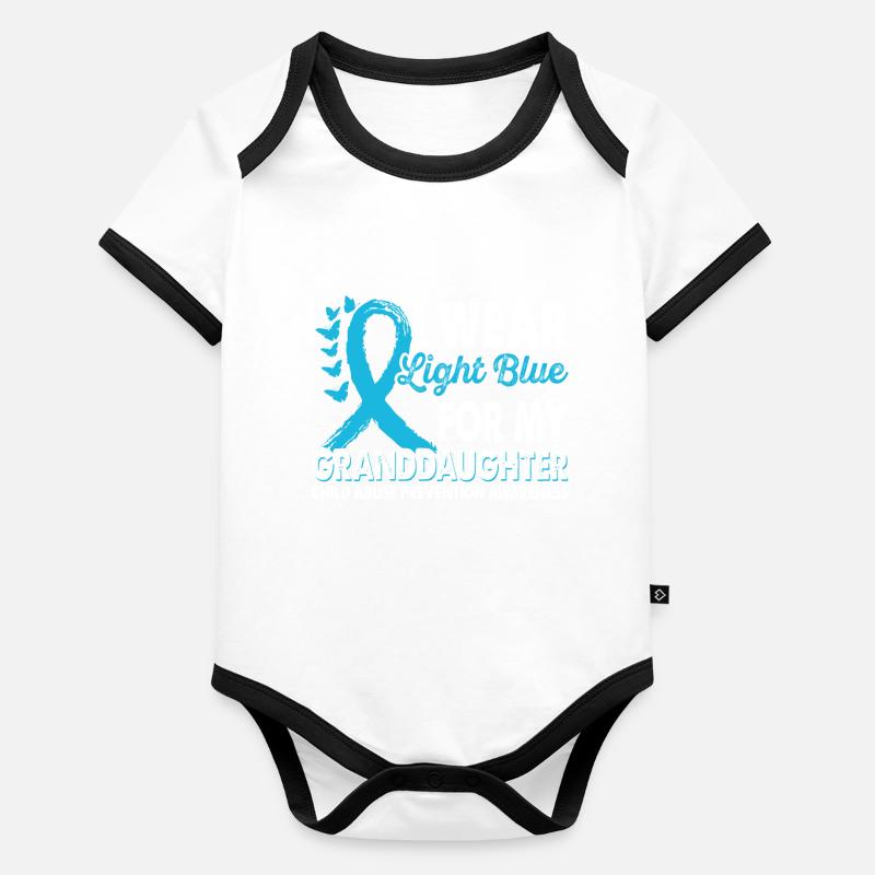 Portez du bleu clair pour prendre conscience de la Body Bébé bio contrasté manches courtes