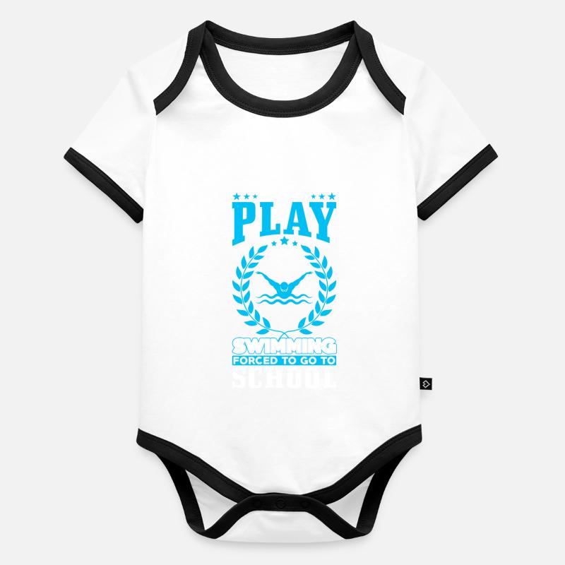 Né pour jouer à la natation Body Bébé bio contrasté manches courtes