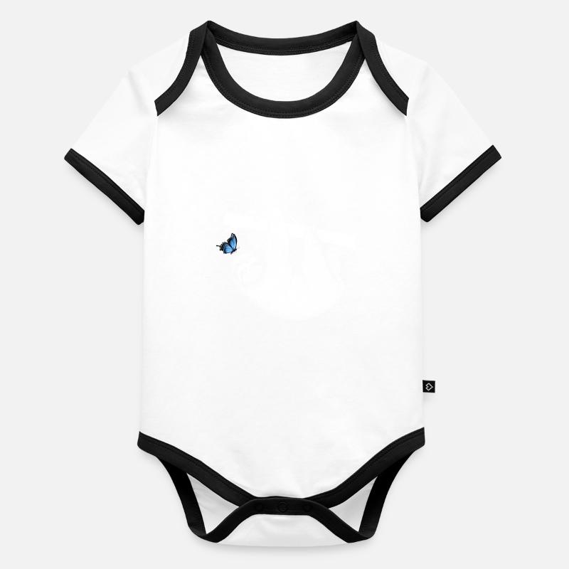 Faultier mit Schmetterling Baby Bio-Kurzarm-Kontrastbody