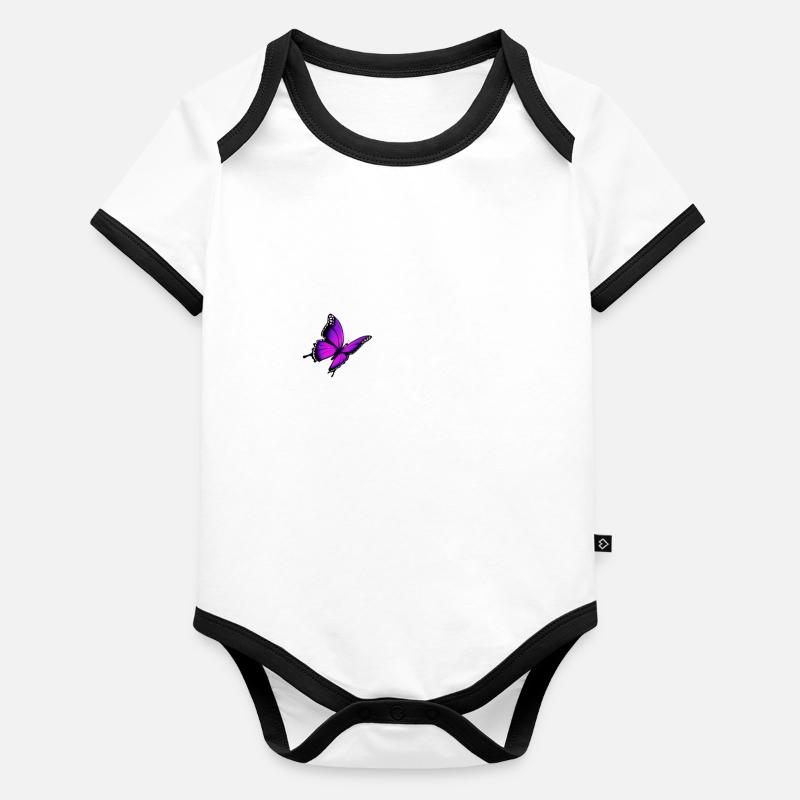 Renard esthétique avec papillon Body Bébé bio contrasté manches courtes