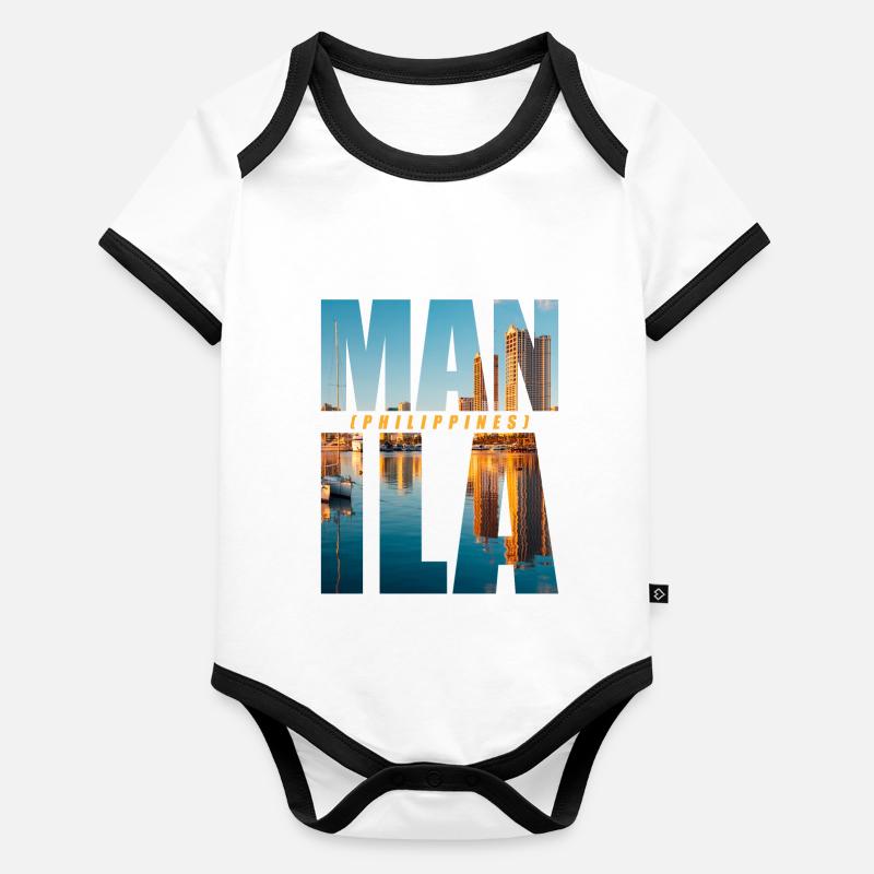 Manille Philippines Souvenir Body Bébé bio contrasté manches courtes