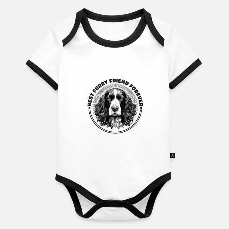 Hunderasse Englisch Springer-Spaniel Baby Bio-Kurzarm-Kontrastbody