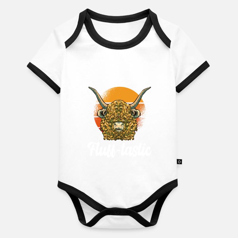 Fluff-tastic pun Scottish Highland cow Organic Baby Contrasting Bodysuit