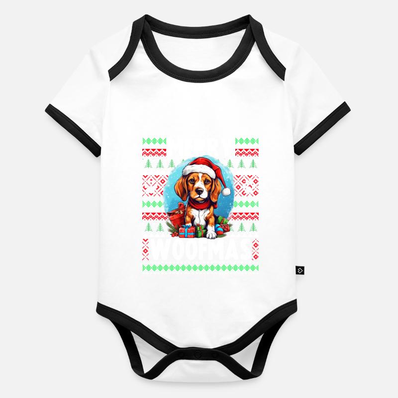 Dog Lover Christmas - Lustiger hässlicher Weihnachtspullover Baby Bio-Kurzarm-Kontrastbody
