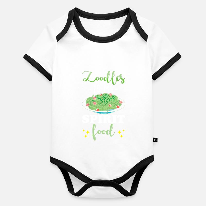 Zoodles Zucchini Pasta Spruch Baby Bio-Kurzarm-Kontrastbody