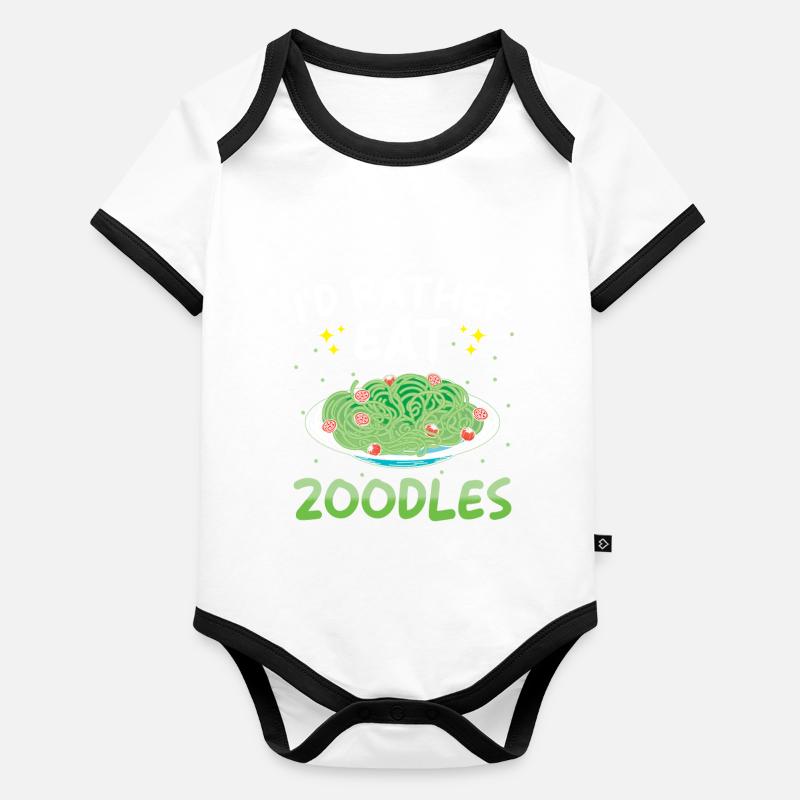 Zoodles Zucchini Pasta Spruch Baby Bio-Kurzarm-Kontrastbody