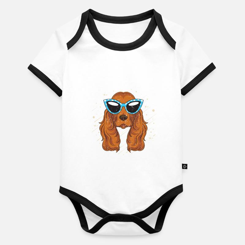 Cool Lunettes de soleil Chiens Cadeau Cocker Spaniel Body Bébé bio contrasté manches courtes