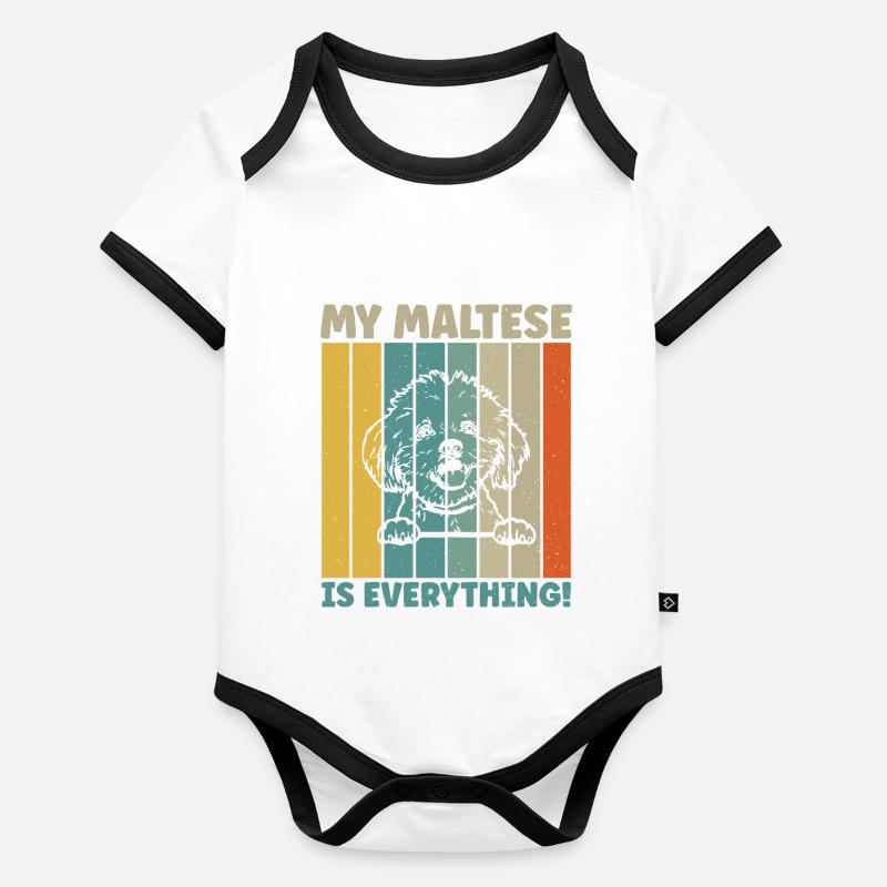 Cadeaux de propriétaire maltais Body Bébé bio contrasté manches courtes
