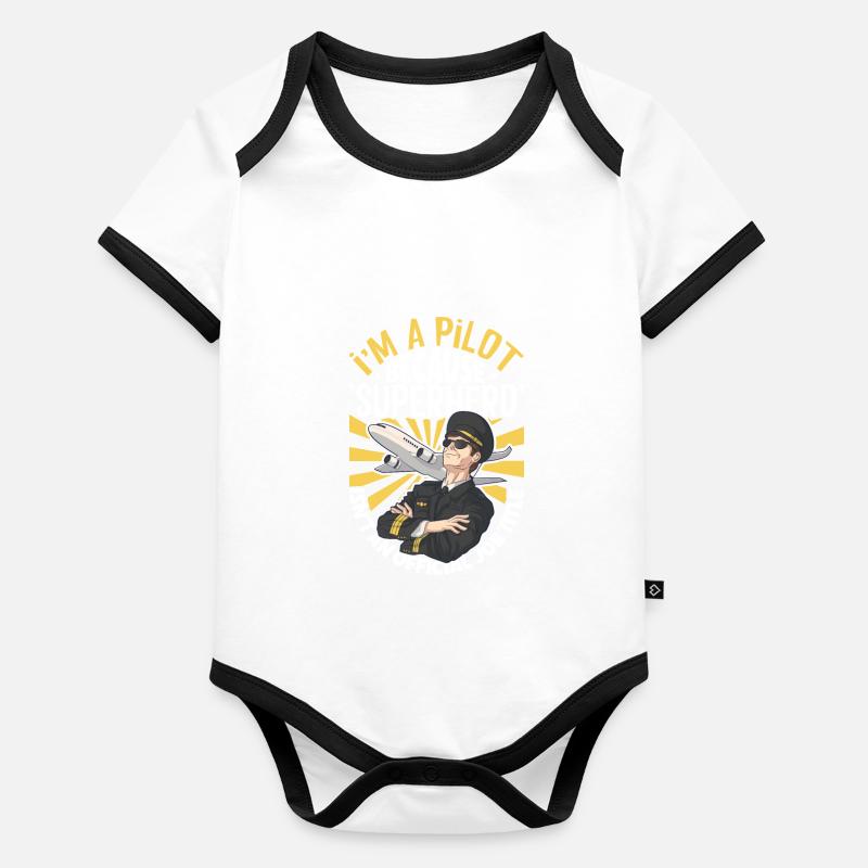 Pilot Aviation Airplane Airline Future Pilots Baby Bio-Kurzarm-Kontrastbody