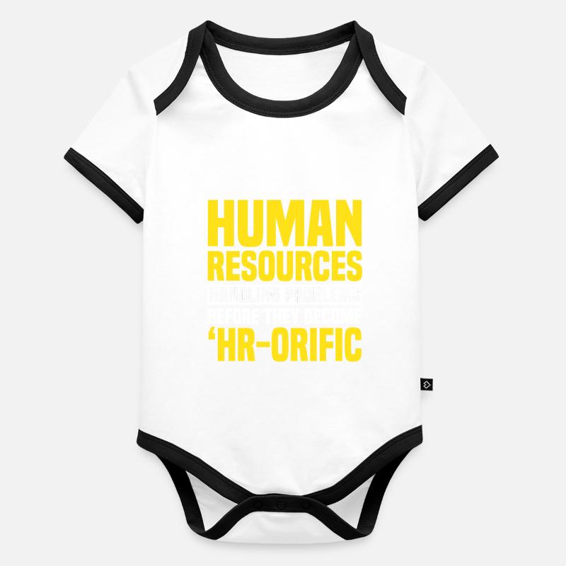 Drôle de jeu de mots Ressources humaines Body Bébé bio contrasté manches courtes