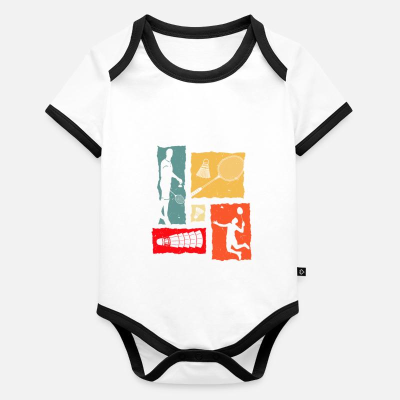 Badminton Retro Baby Bio-Kurzarm-Kontrastbody