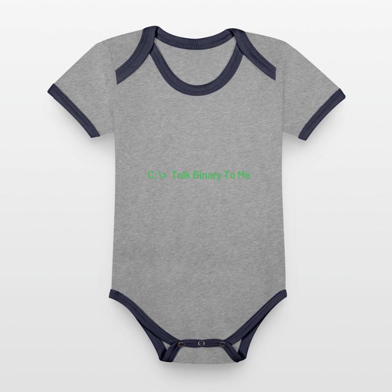 Talk Binary To Me Funny Coder Programmer Organic Baby Contrasting Bodysuit