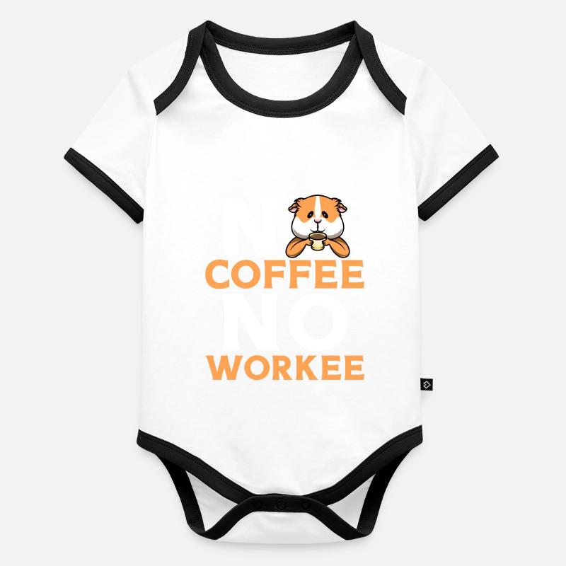 Ohne Kaffee keine Arbeit Baby Bio-Kurzarm-Kontrastbody