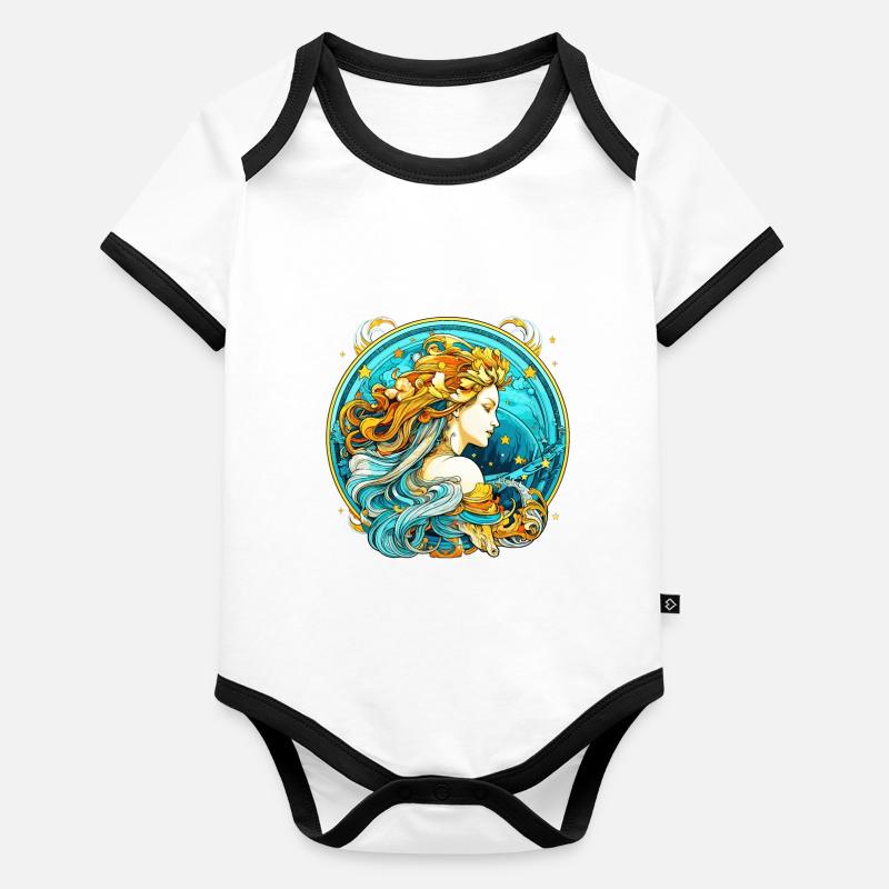 Astrologie du Verseau Zodiaque Design - Cool Aquarius Body Bébé bio contrasté manches courtes
