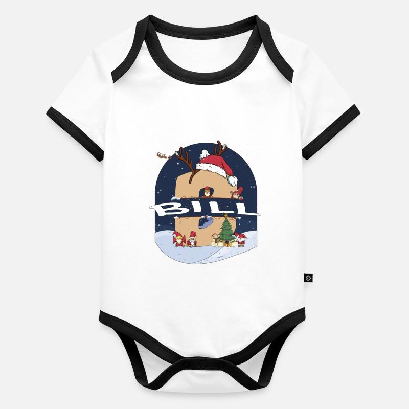 Nom de projet de loi génial avec Santa Hat dans le thème de Noël Body Bébé bio contrasté manches courtes