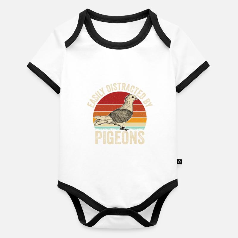 Easily distracted by pigeons Organic Baby Contrasting Bodysuit