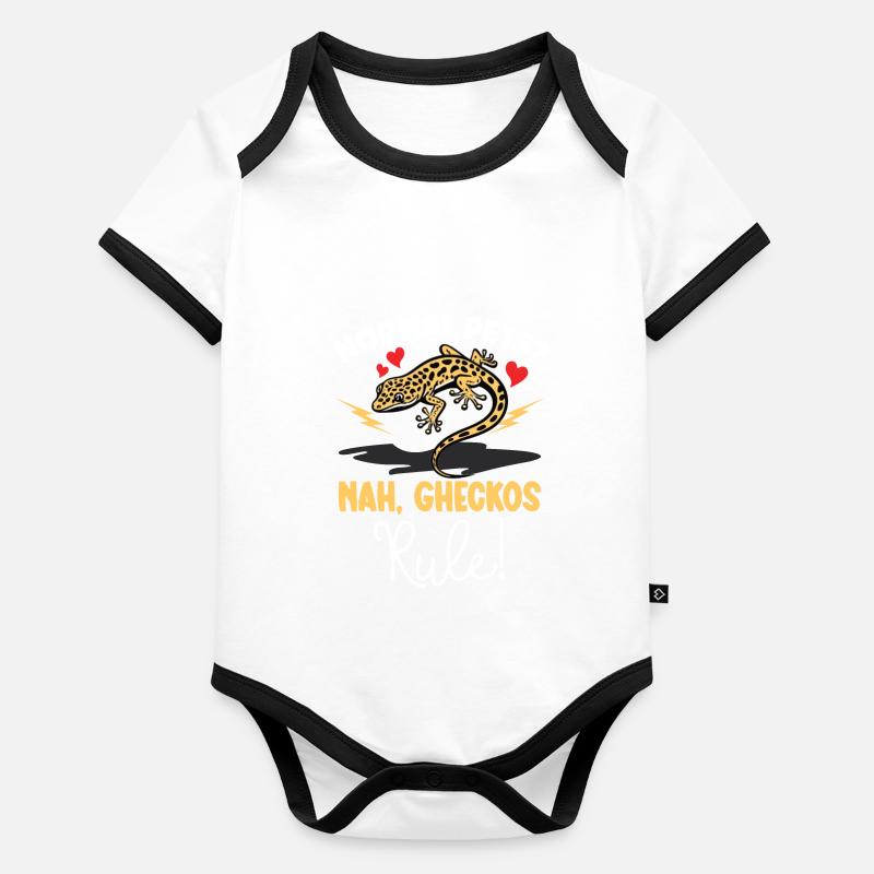 Funny leopard gecko owner, reptile humor, Organic Baby Contrasting Bodysuit