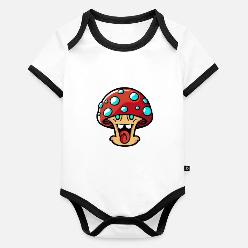 Champignons cueilleurs de champignons Body Bébé bio contrasté manches courtes