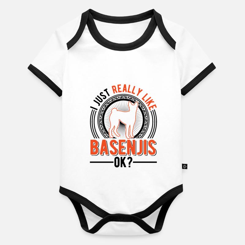 Ich mag einfach Basenjis Baby Bio-Kurzarm-Kontrastbody