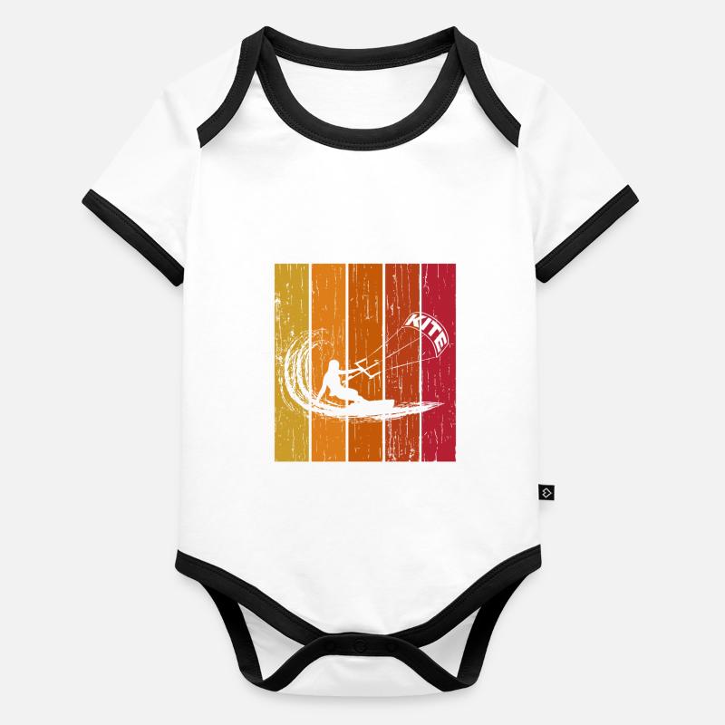 Kite Surfeur Rétro Body Bébé bio contrasté manches courtes