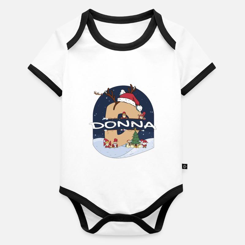 Awesome Donna Name w Santa Hat dans le thème de Noël Body Bébé bio contrasté manches courtes