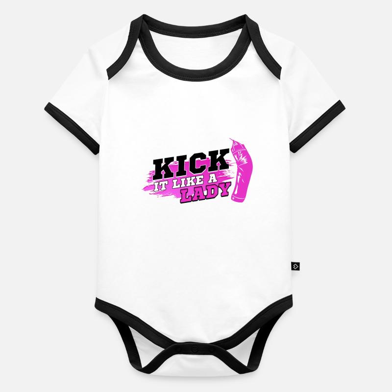 Kick It Like A Lady Kickboxen Muay Thai Boxer Baby Bio-Kurzarm-Kontrastbody