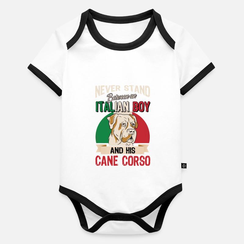 Italian Boy and His Cane Corso Baby Bio-Kurzarm-Kontrastbody