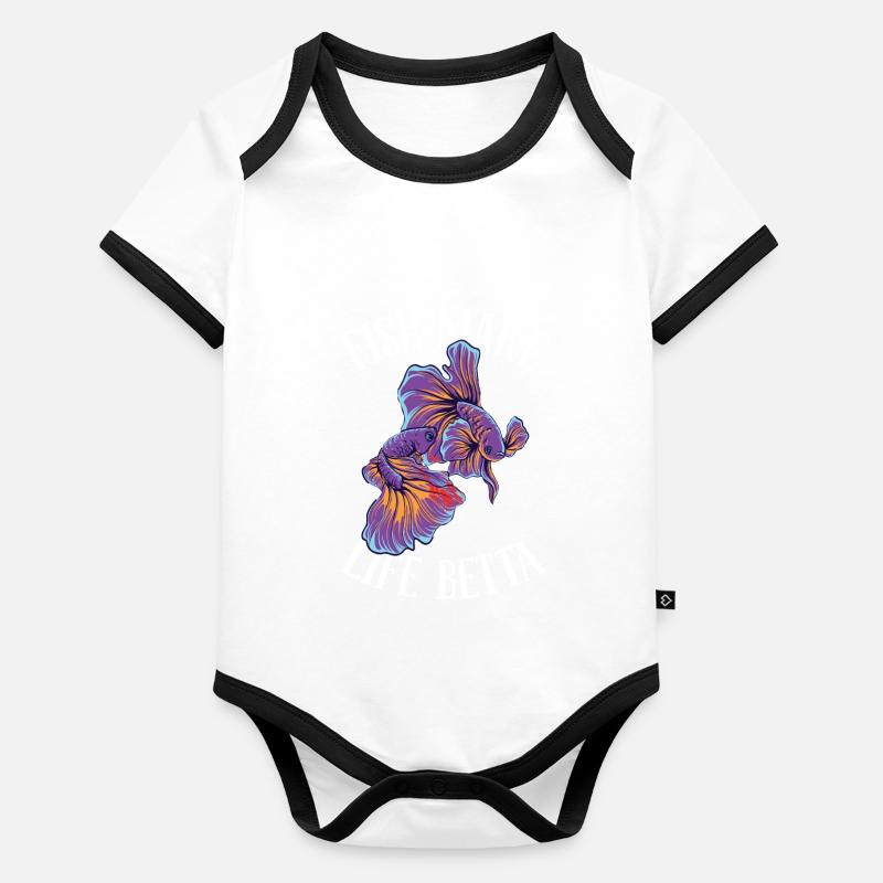 Betta Fisch Kampfisch Baby Bio-Kurzarm-Kontrastbody