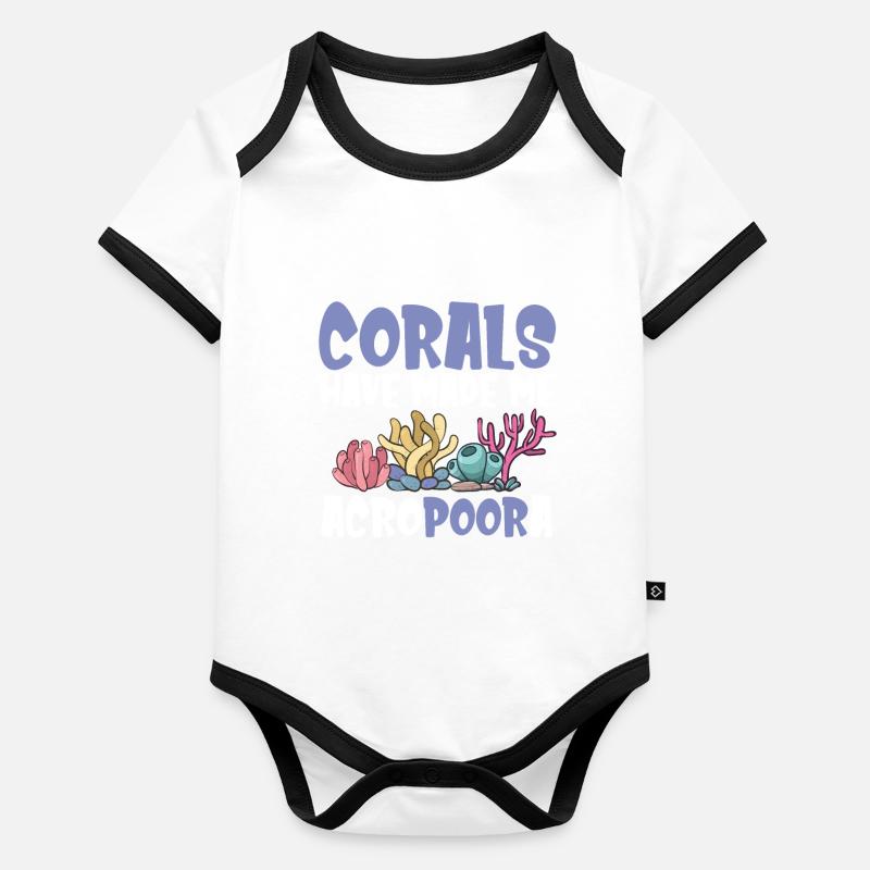 Aquarium de corail Body Bébé bio contrasté manches courtes