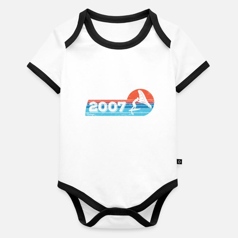 Wingfoil Surfer Anniversaire Millésime 2007 Né Body Bébé bio contrasté manches courtes