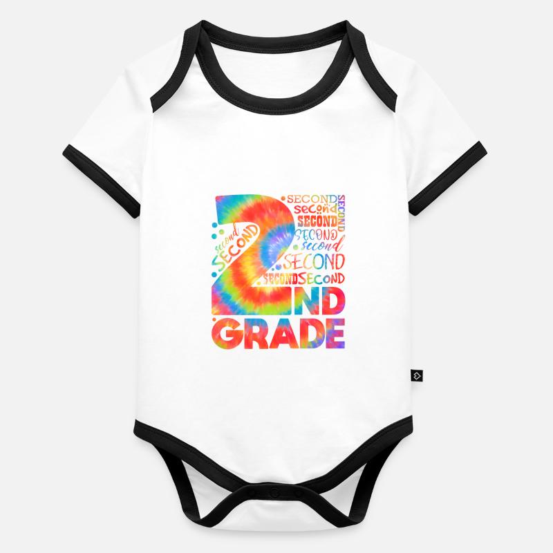 Tie Dye 2e année équipe de typographie deuxième année Body Bébé bio contrasté manches courtes