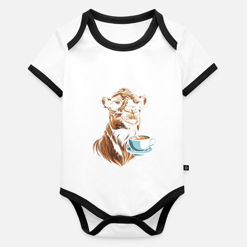 Café de chameau Body Bébé bio contrasté manches courtes