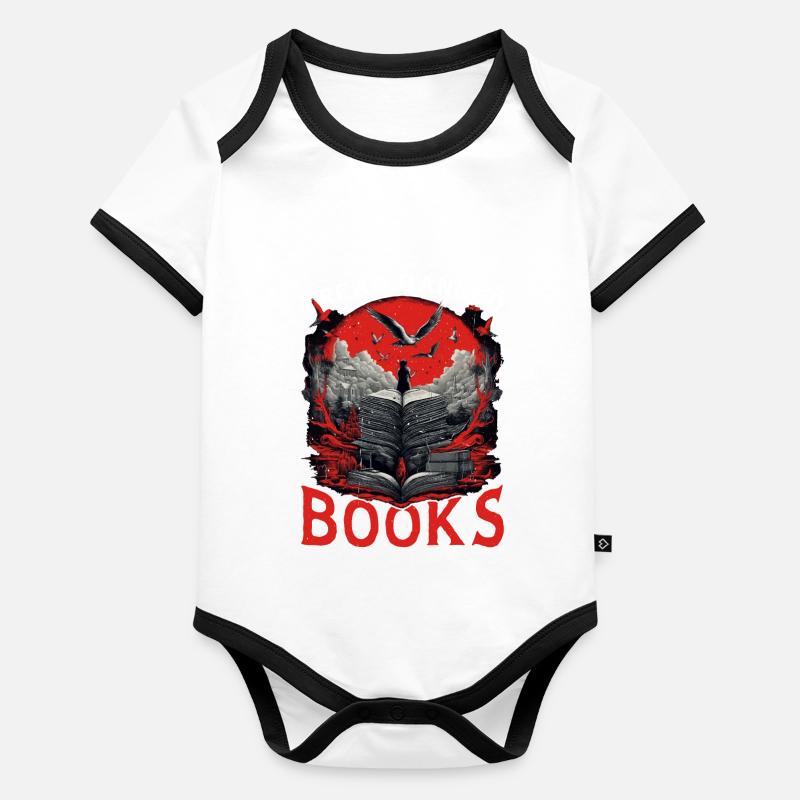 I Read Banned Books 64 Baby Bio-Kurzarm-Kontrastbody