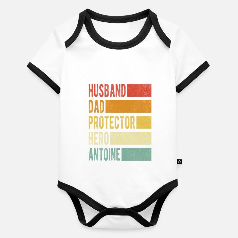 Antoine Name Dad Gift Organic Baby Contrasting Bodysuit