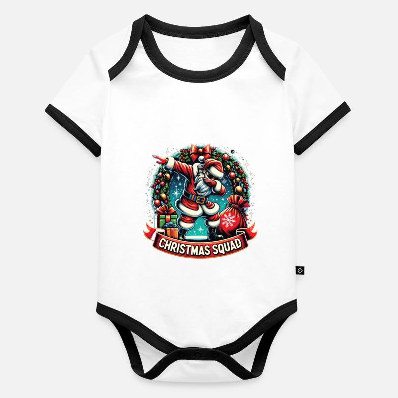 Christmas Squad Baby Bio-Kurzarm-Kontrastbody