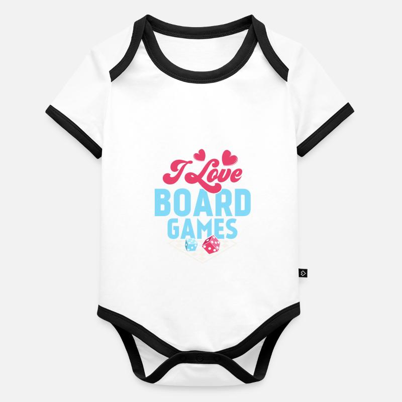 I Love Board Games Nerd Gamer Tabletop Player Baby Bio-Kurzarm-Kontrastbody
