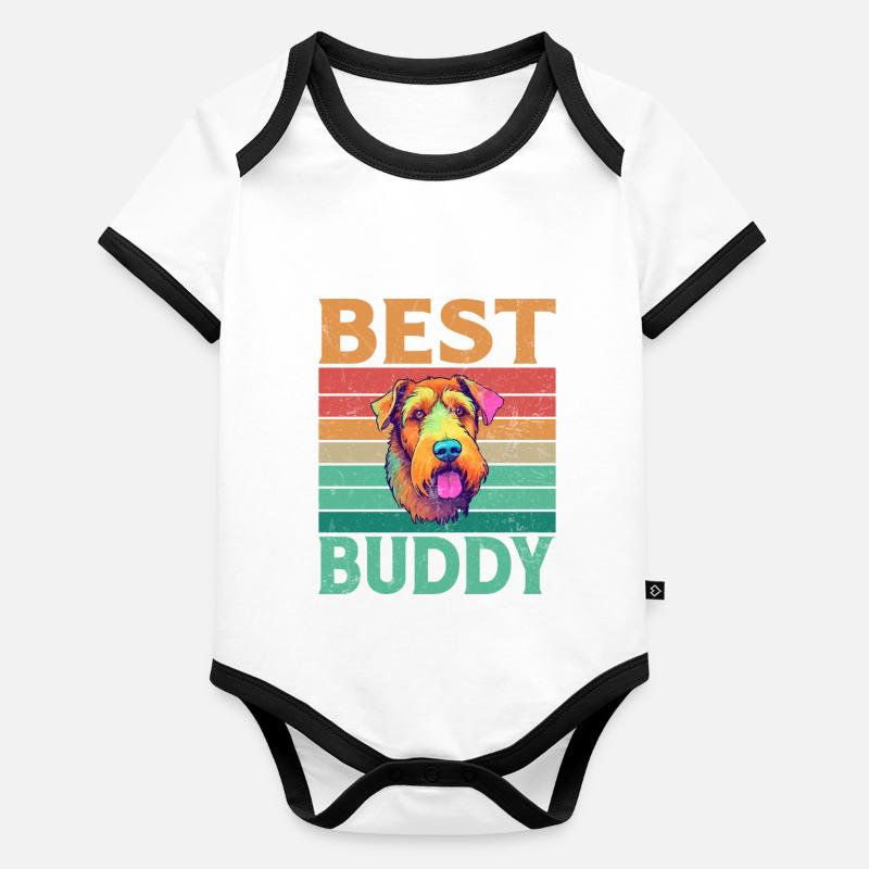 Cadeaux Airedale Terrier Body Bébé bio contrasté manches courtes