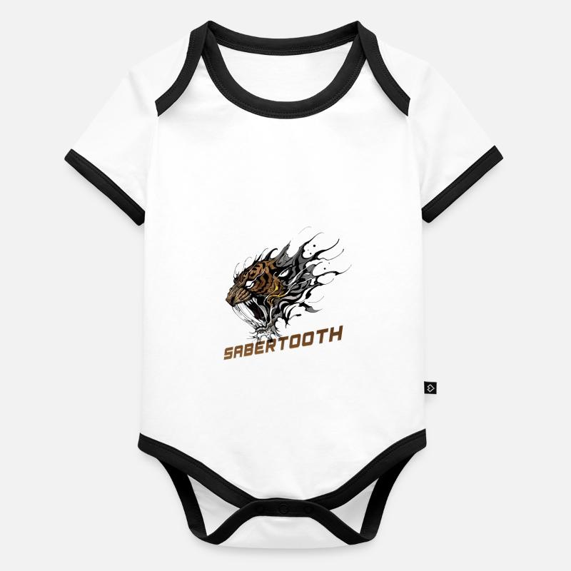 Wilder Säbelzahntiger Baby Bio-Kurzarm-Kontrastbody